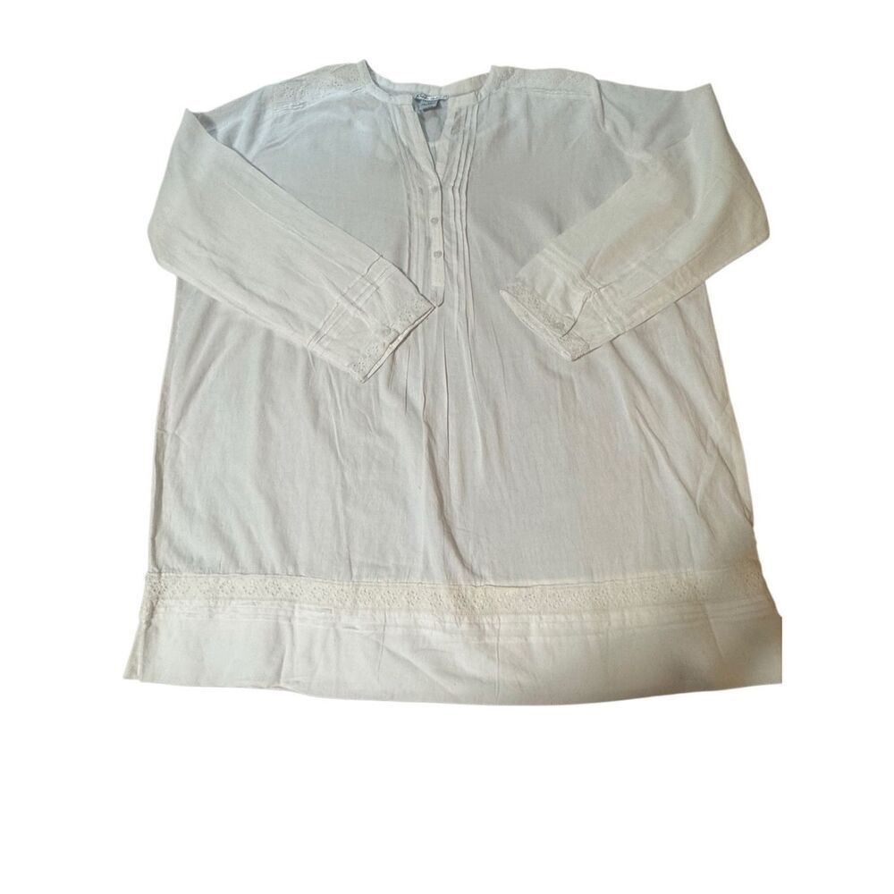 Cute options white long sleeve henley boho top 2XL